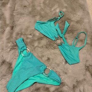 Beach Bunny Aqua Bikini with Sparkling Details